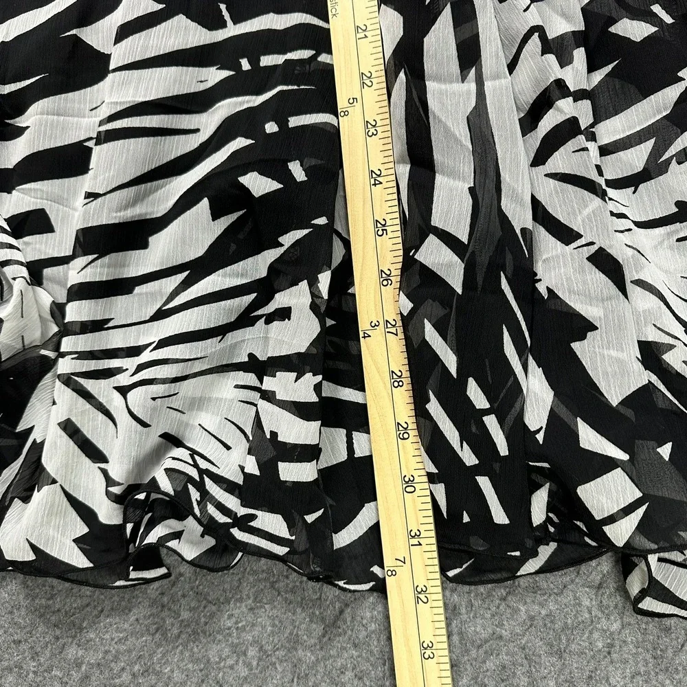 Ruby Rd Petite Black White‎ Palm Leaf Print Midi Skirt 12P NWT Chiffon 32721
